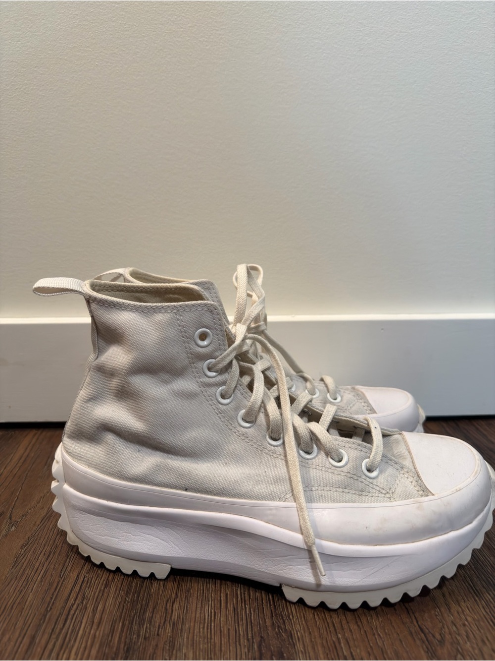 Converse Run Star Hike Hi White Canvas Platform Sneakers